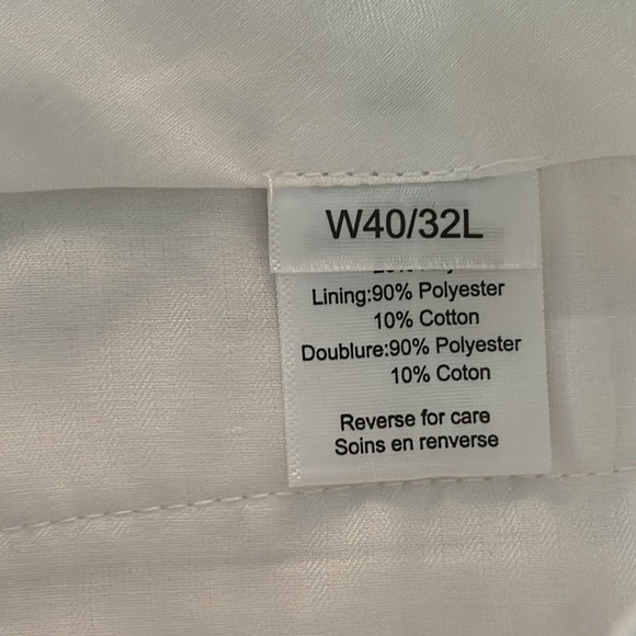 Paisley & Gray Men’s 40 x 32 White Flat Front Dressy Pants - Picture 4 of 6